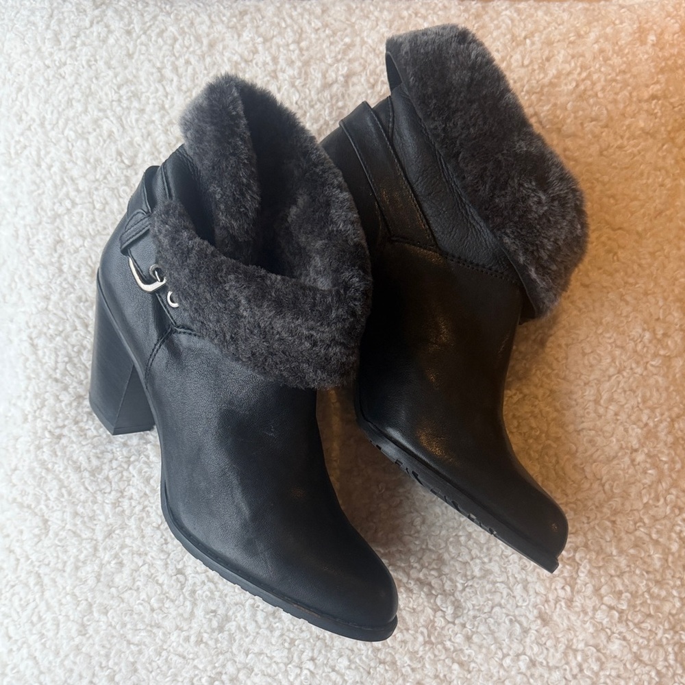 Stuart Weitzman Black and Gray Heeled Boots